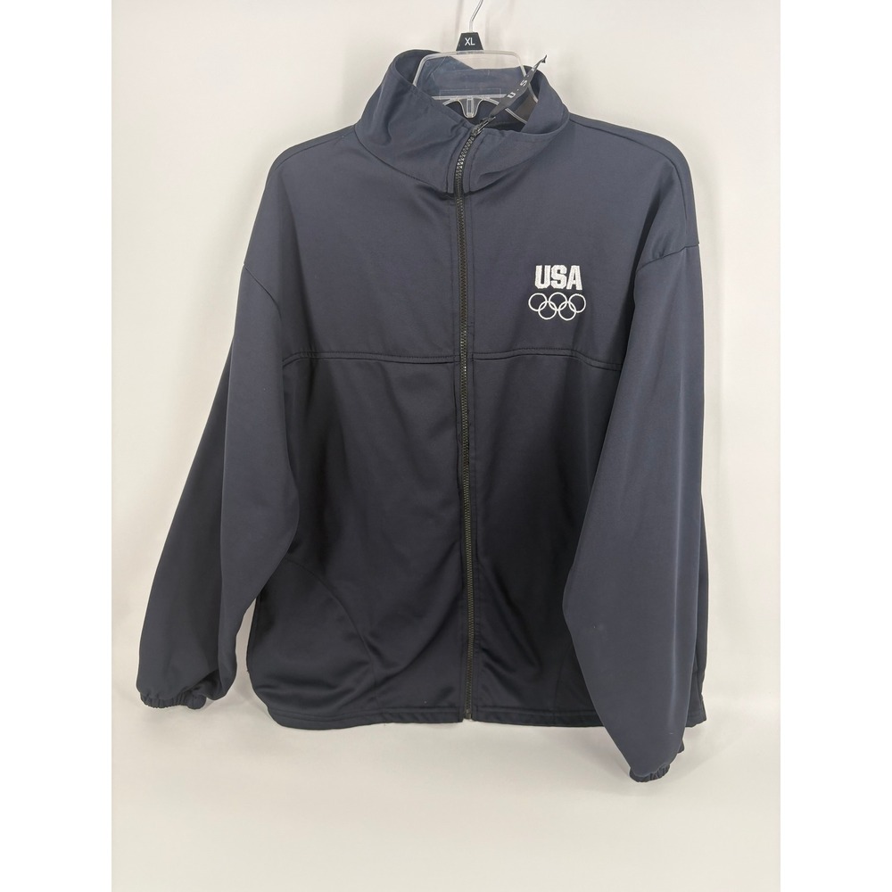 USA Olympics Full Zip Track Jacket Mens XL Patriotic‎ Coat Made in USA